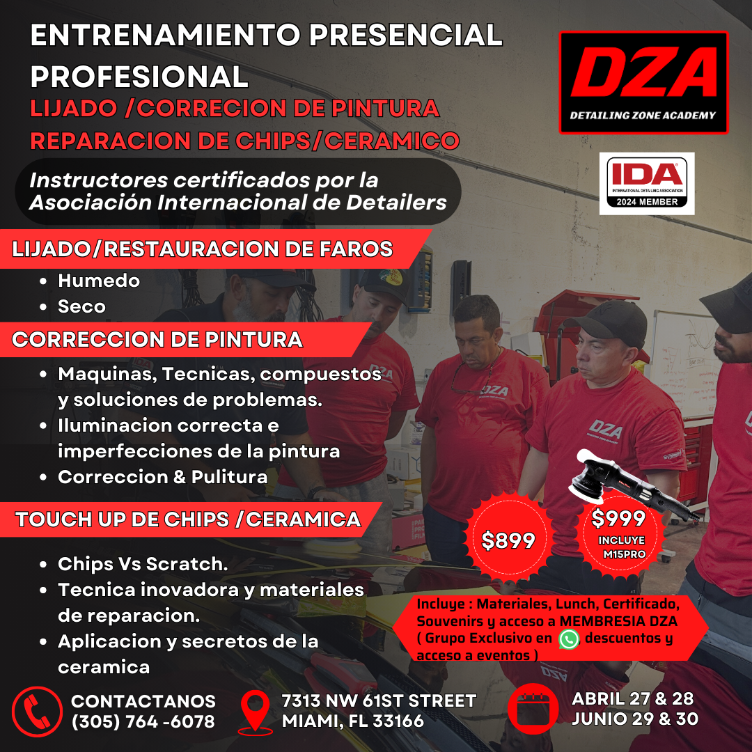 Lijado, corrección de pintura, reparación de desconchones de pintura y aplicación de cerámica. Capacitación profesional. 