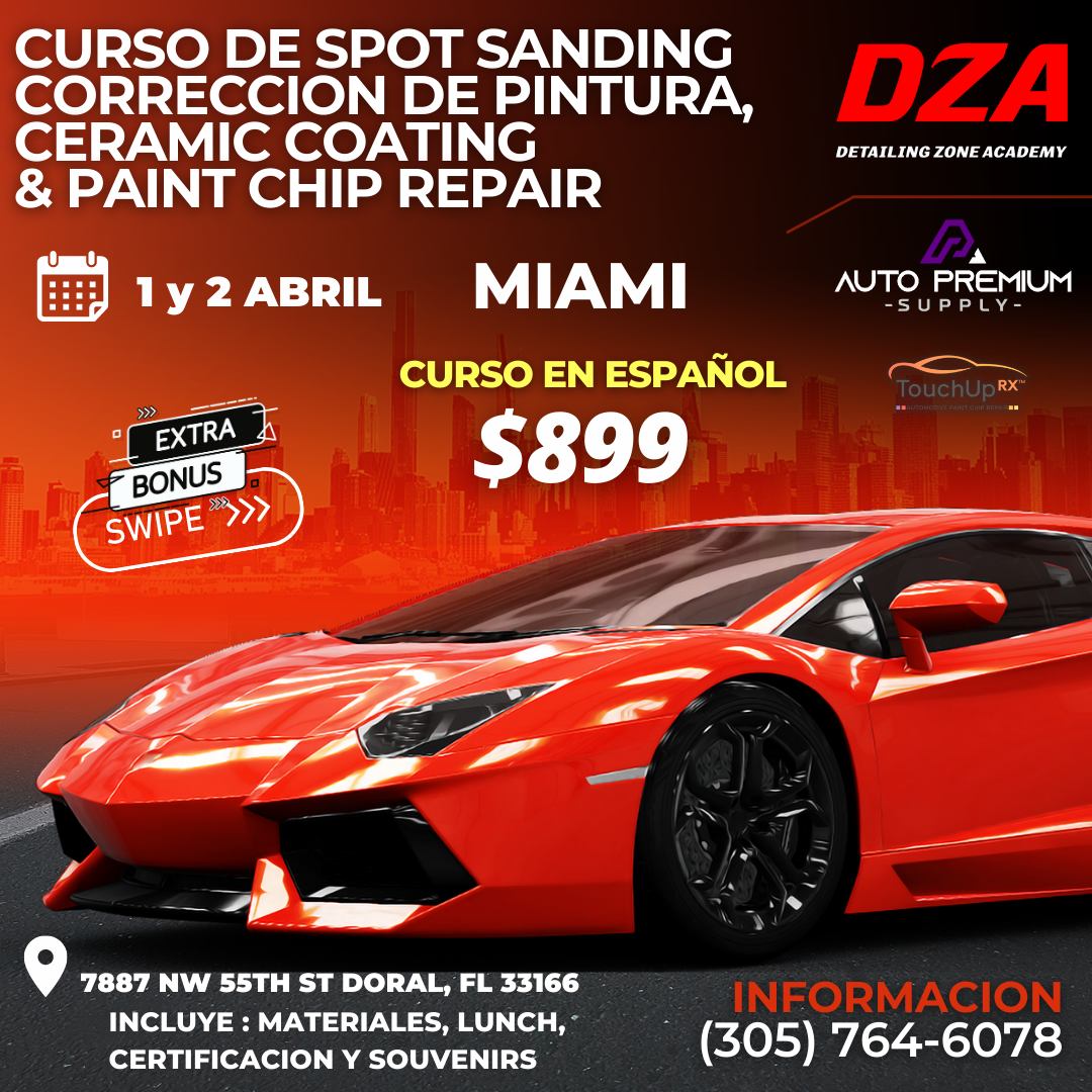 Curso de Corrección de Pintura, Aplicación de Cerámica, Reparación de Residuos de Pintura y Lijado Localizado. 